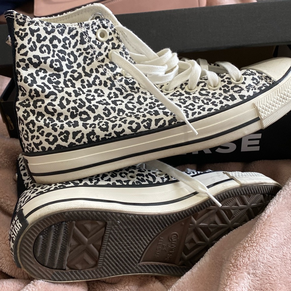 High Top Animal Print Converse Size 9